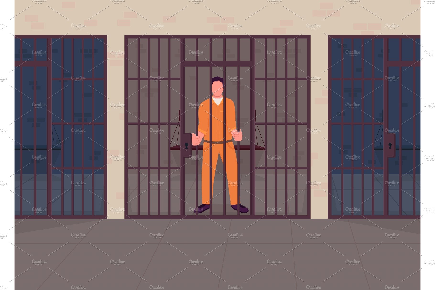Criminal in prison illustration cover image.