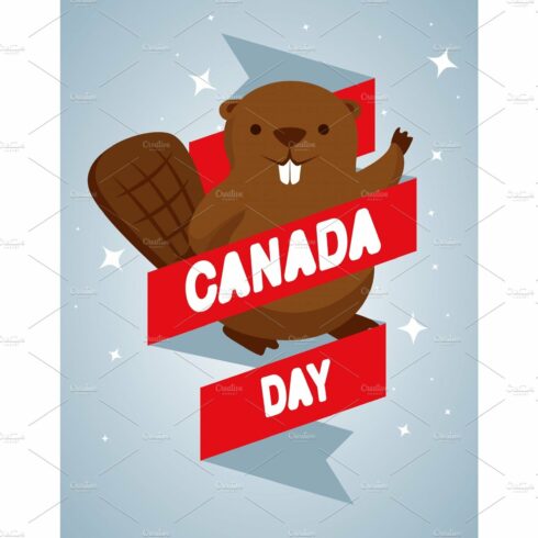 beaver with ribbon to happy canada cover image.