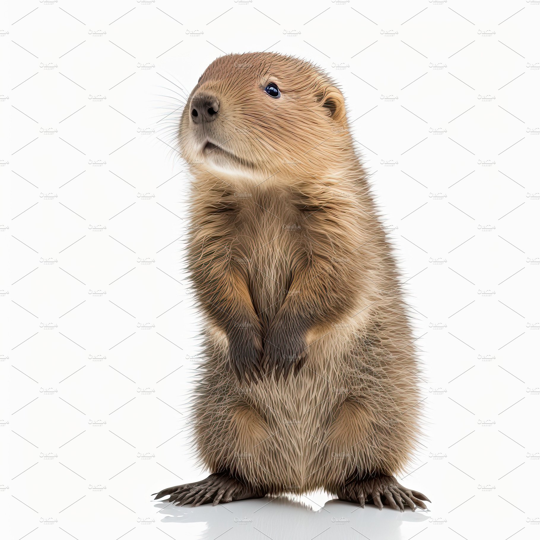 Full length portrait of a adorable baby beaver standing isolated cover image.