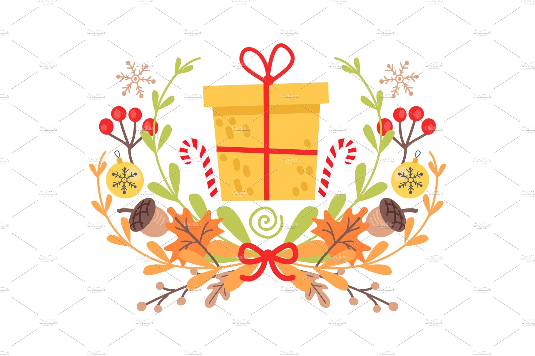 Pretty Yellow Christmas Badge on White Background cover image.