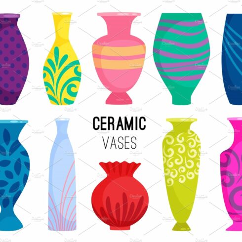 Ceramic vases collection. Colored cover image.
