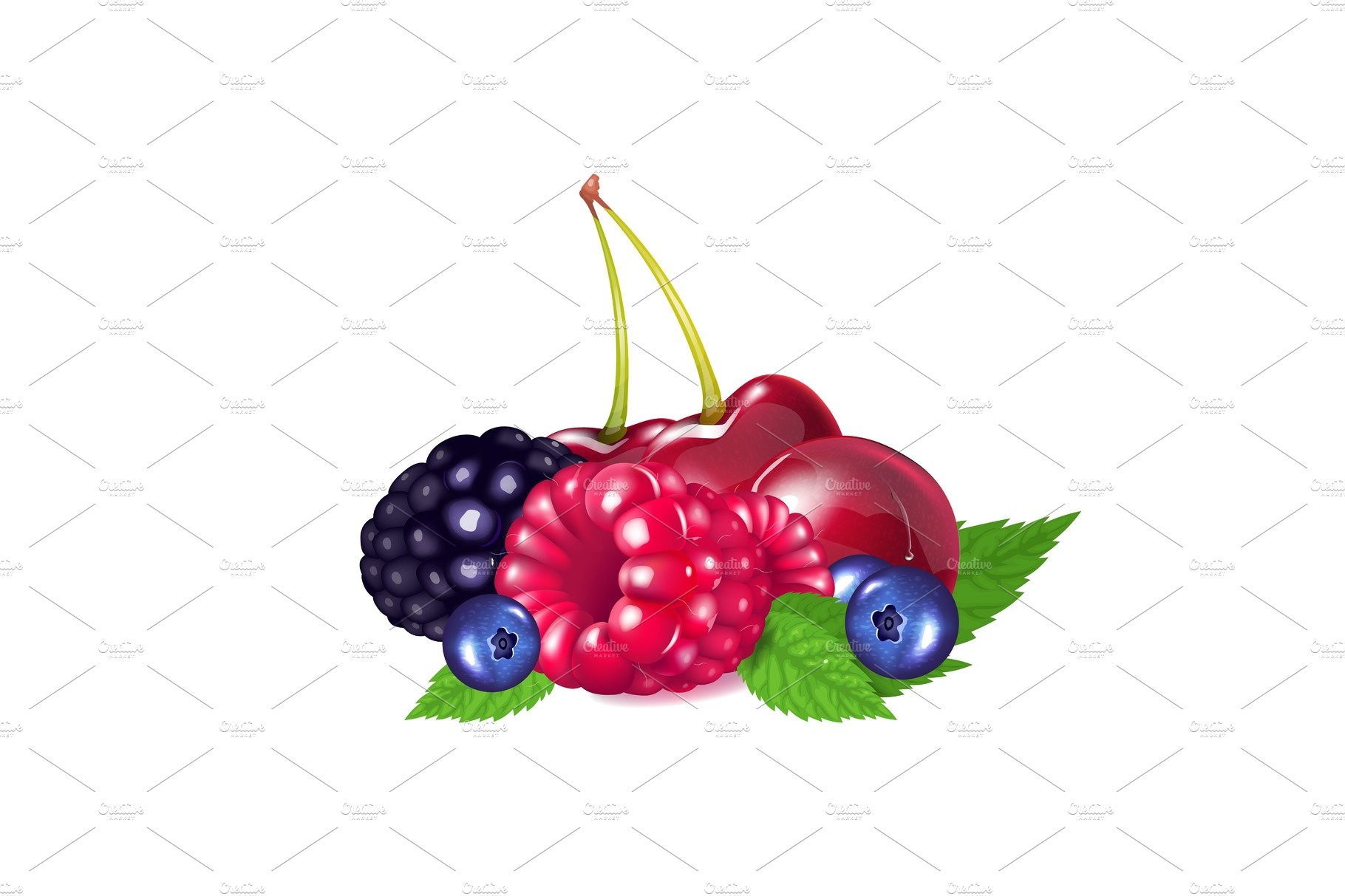 Ripe berries realistic illustration cover image.