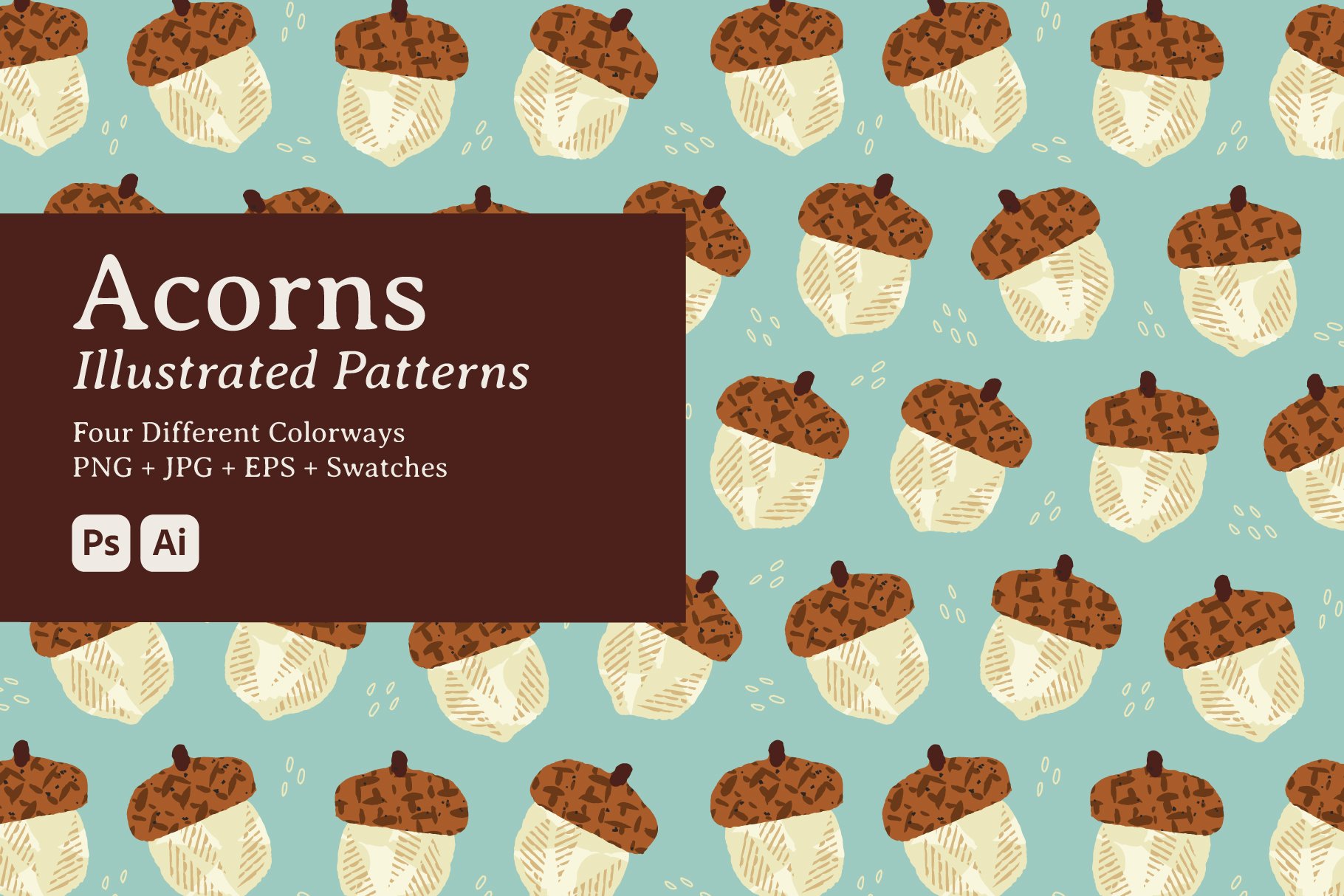 Illustrated Acorns Patterns cover image.