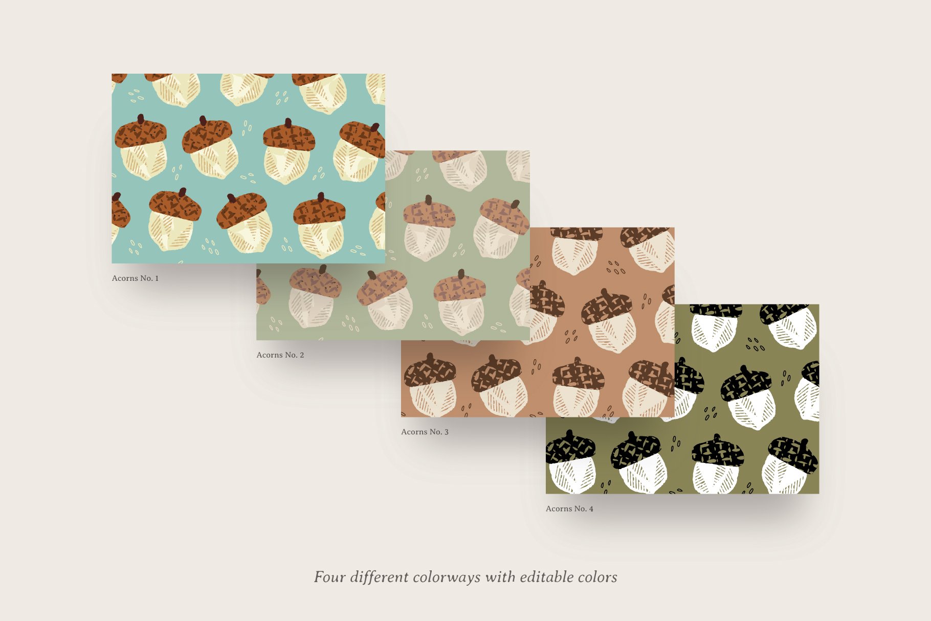 Illustrated Acorns Patterns preview image.