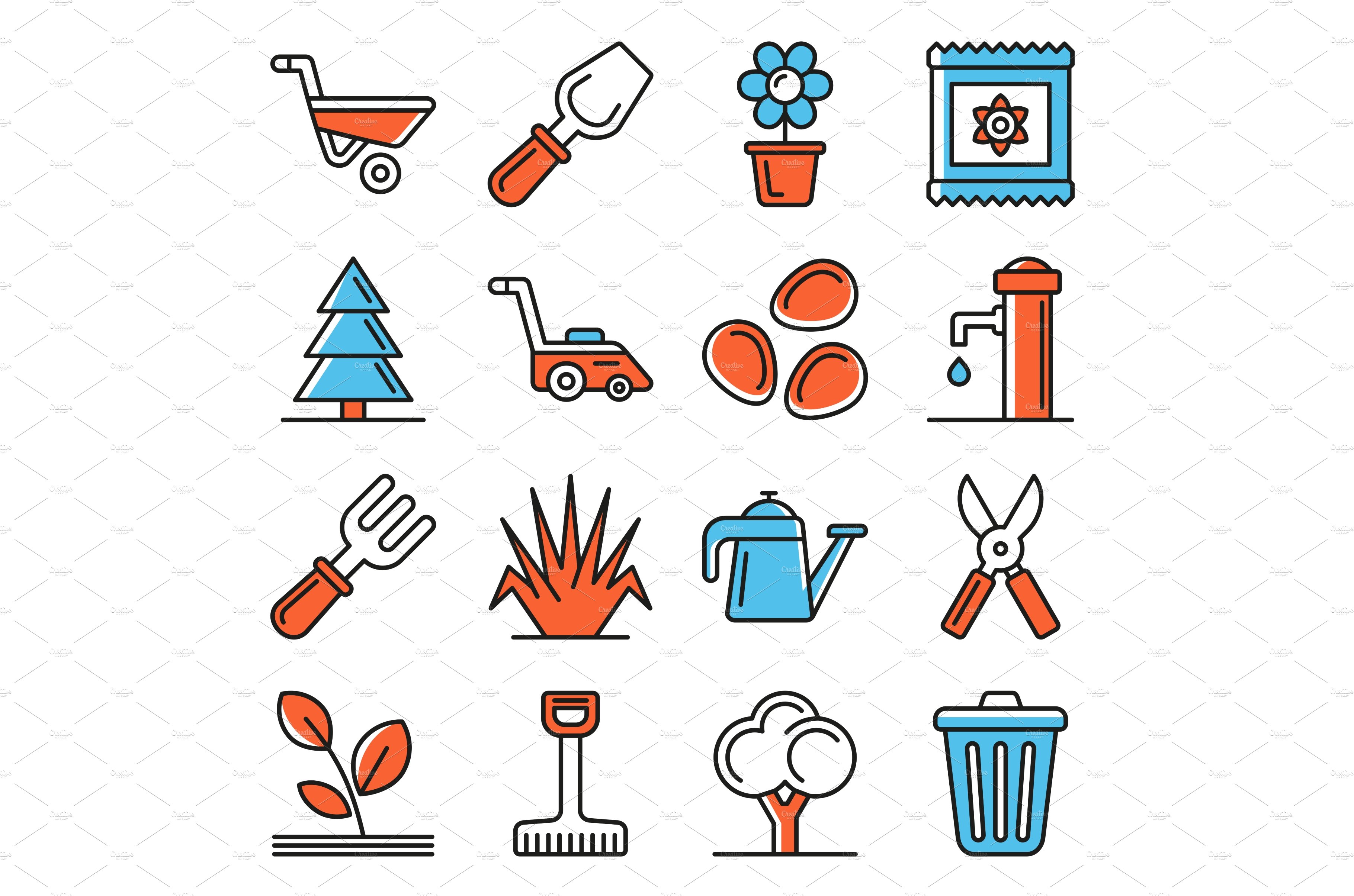 Garden Tool Icons Set on White cover image.