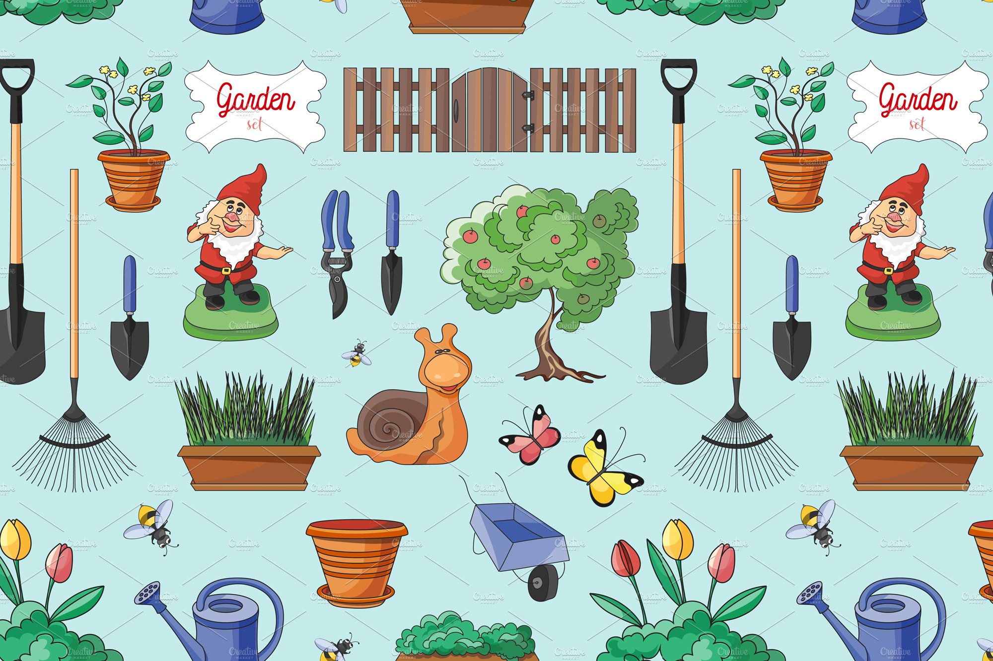 Gardening colorful pattern cover image.