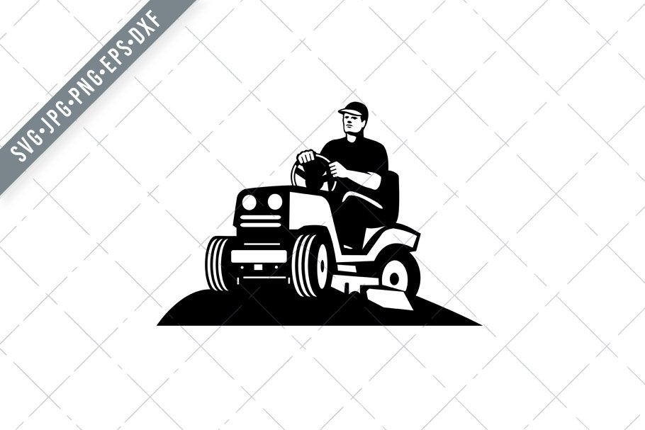Gardener Mowing Lawn SVG cover image.