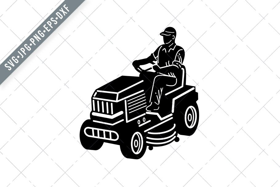 Gardener Riding Ride On Mower SVG cover image.