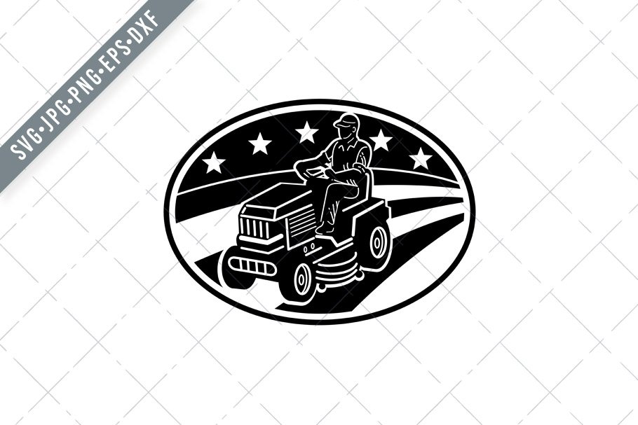 American Gardener Mowing Lawn SVG cover image.