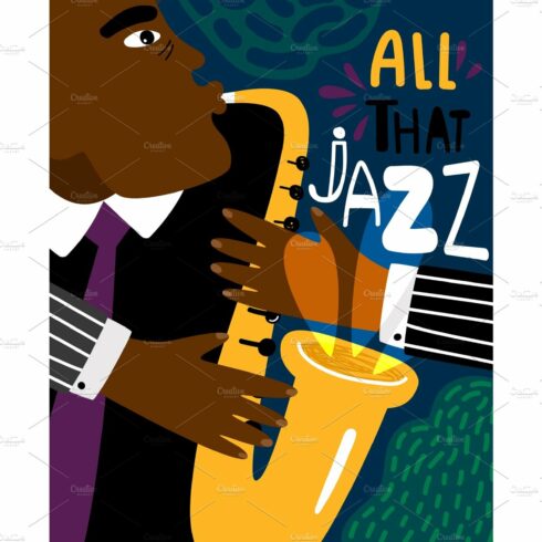 Jazz poster. Clubbing sax music cover image.