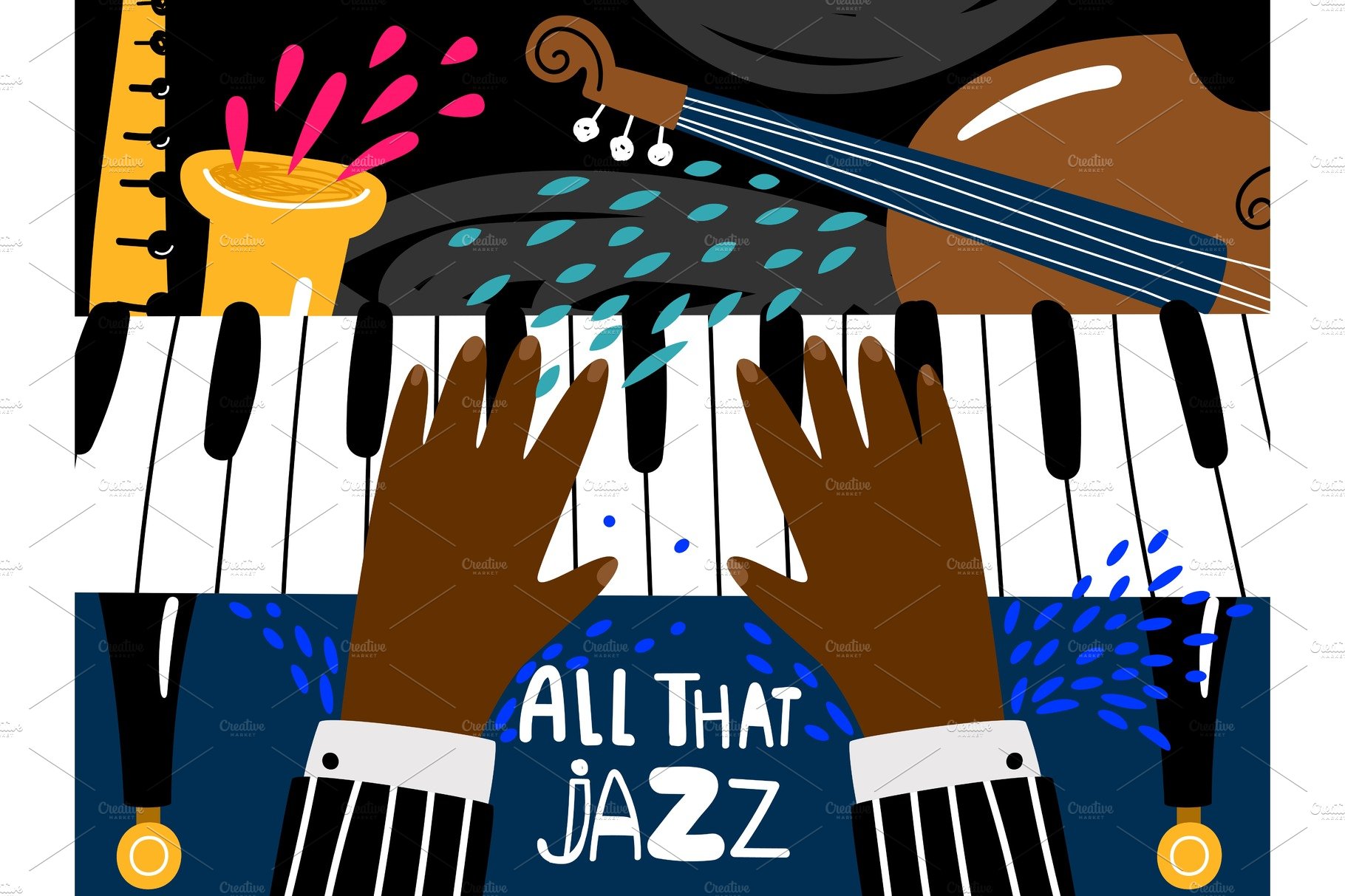 Jazz piano poster. Blues and jazz cover image.