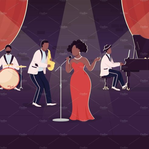 Live jazz band concert illustration cover image.
