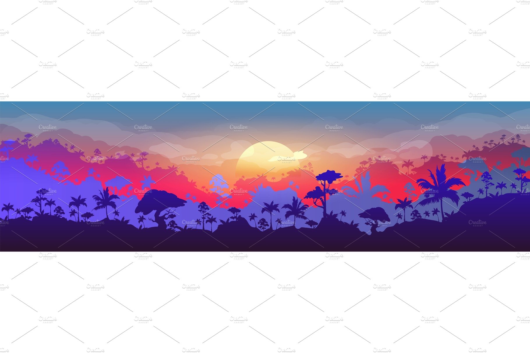 Jungle flat vector illustration cover image.