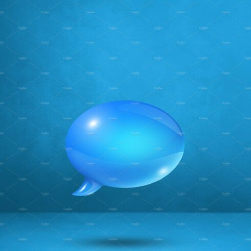 Blue speech bubble on cyan vertical background cover image.
