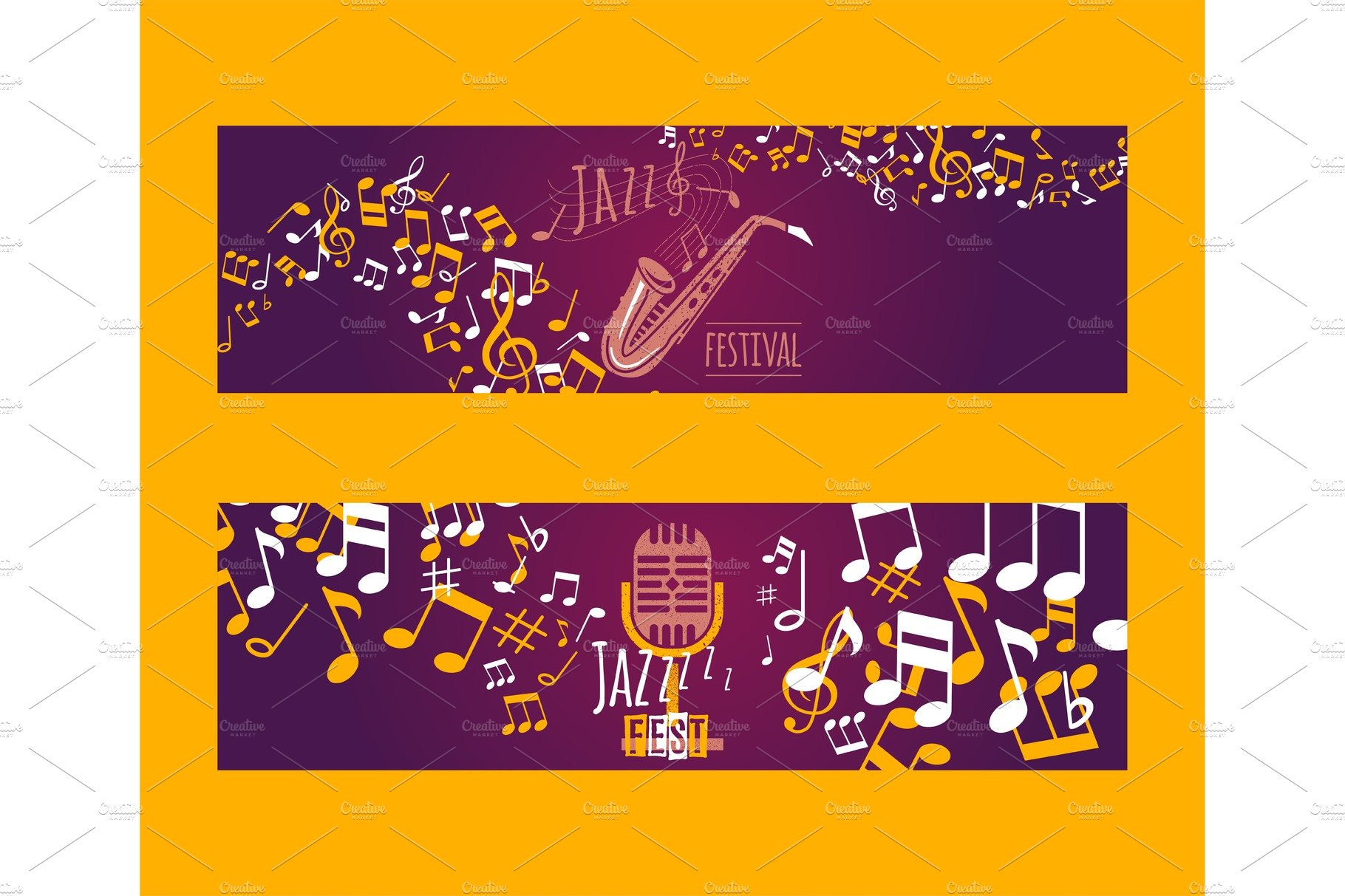 Musical instruments set of banners cover image.