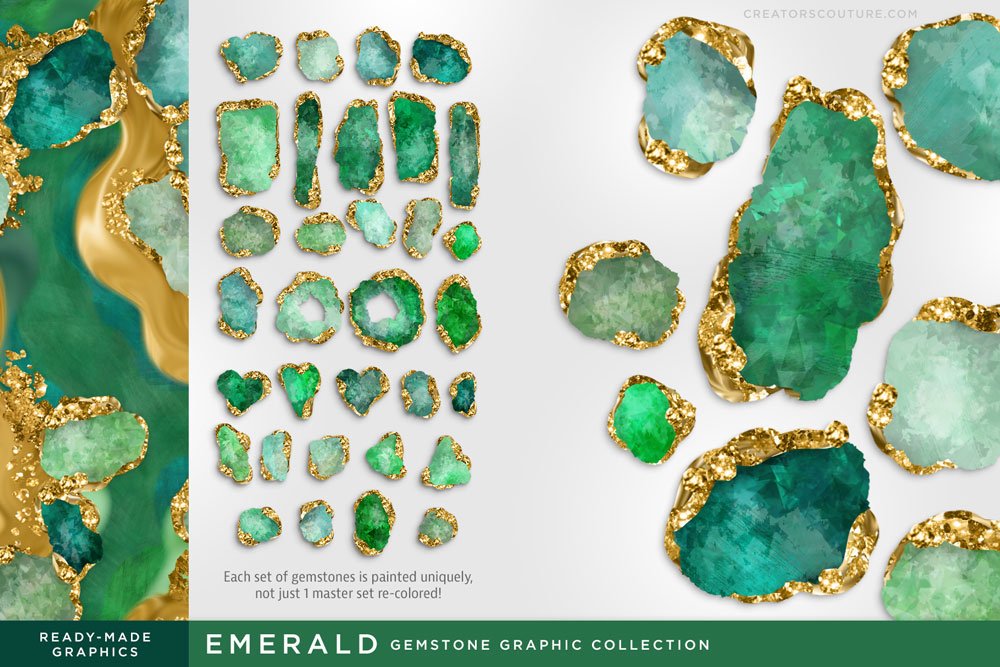 Gemstone Crystal Birthstone Gold Art preview image.