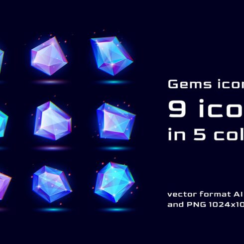 Gems icon Vector Set cover image.