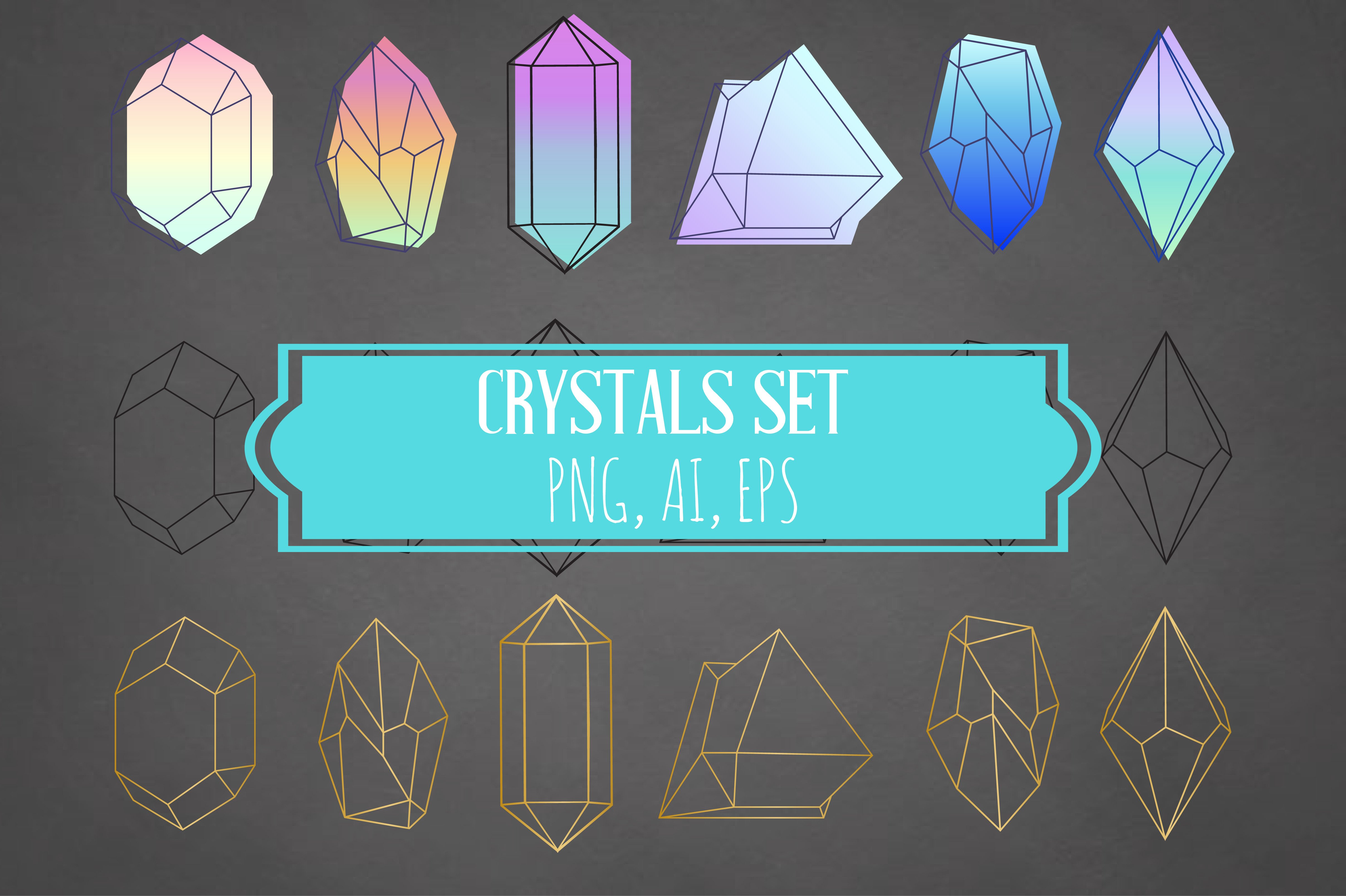 Crystals Set Neon Gold Black cover image.