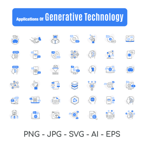 Applications of generative technology Icons Editable Stroke Vector SVG Icons cover image.