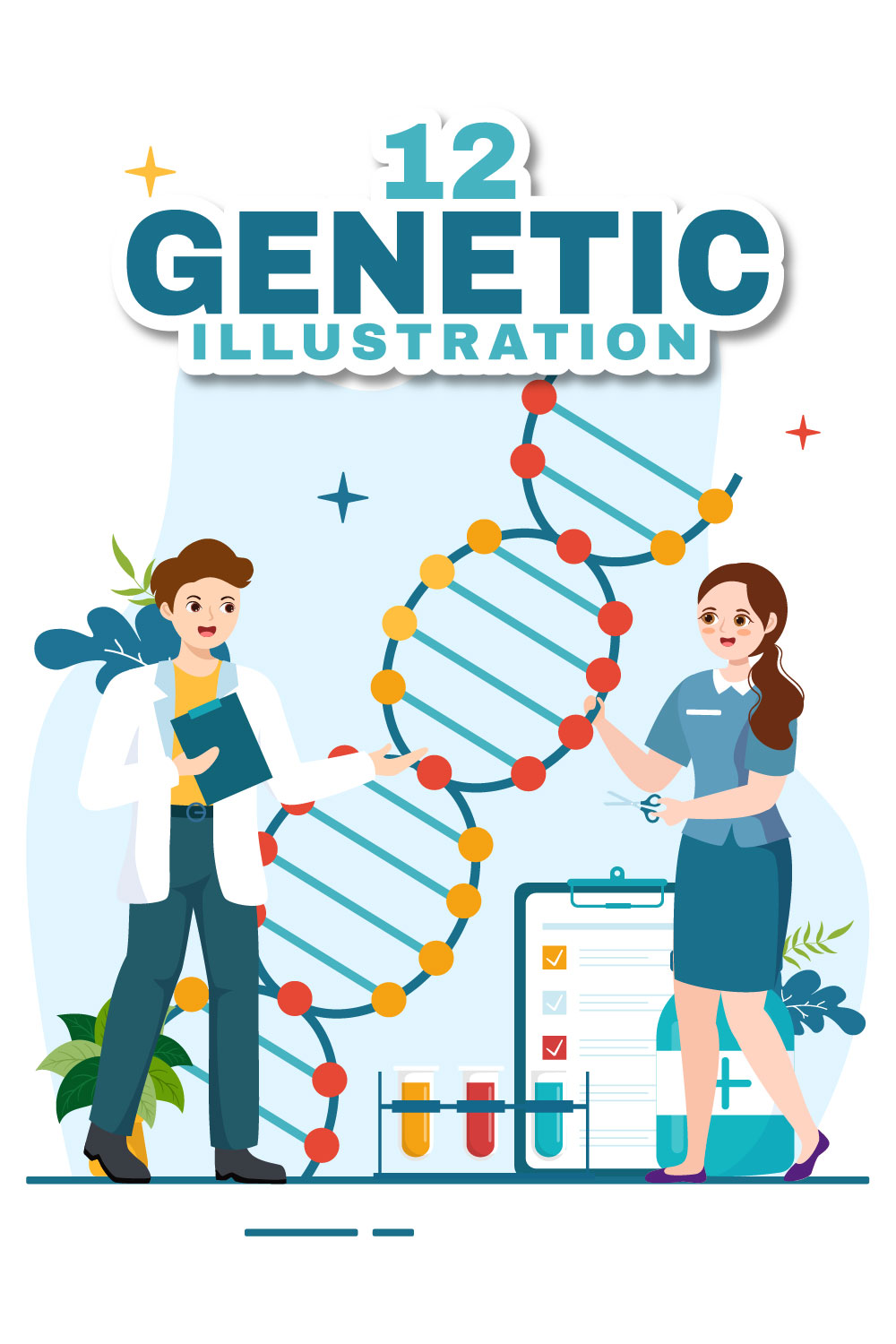 12 Genetic Science Concept Illustration pinterest preview image.