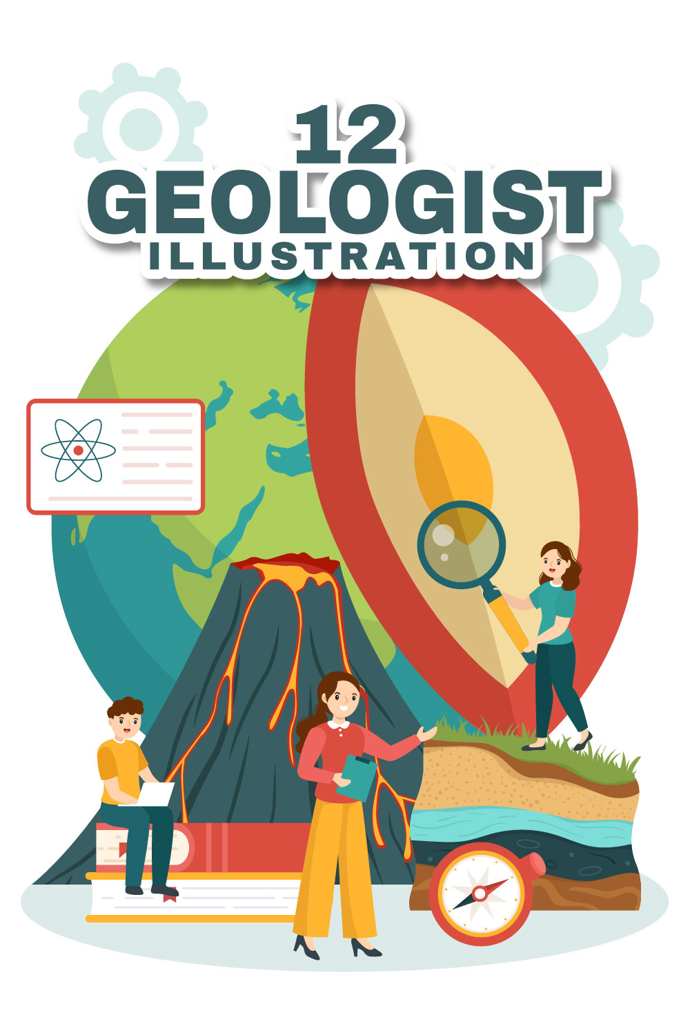 12 Geologist Vector Illustration pinterest preview image.