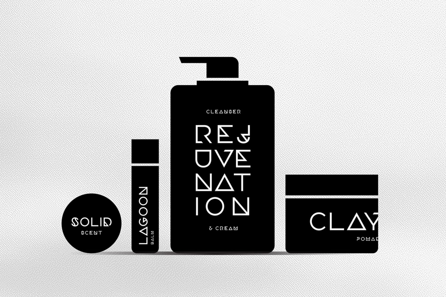 Cosmetics in black color and minimalist style.