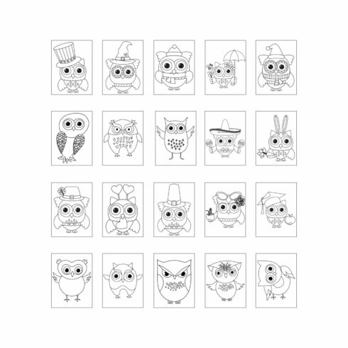 20 Owl Coloring Page Template for Baby cover image.