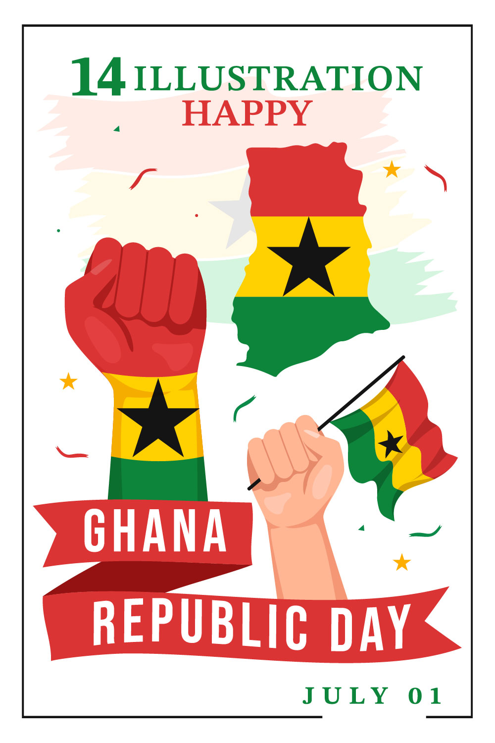 14 Happy Ghana Republic Day Illustration pinterest preview image.