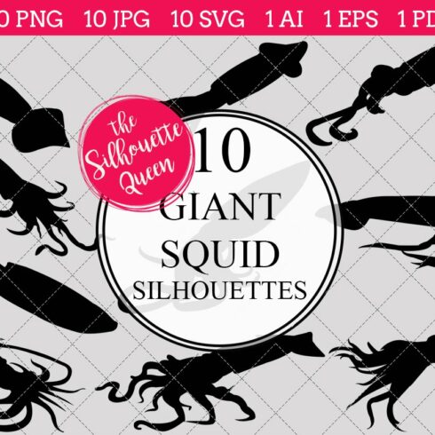 Giant Squid Silhouette Clipart cover image.