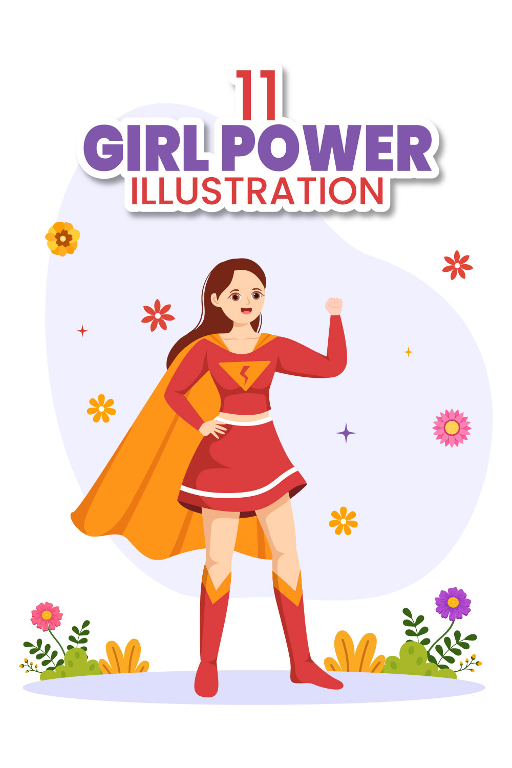 11 Girl Power Vector Illustration pinterest preview image.