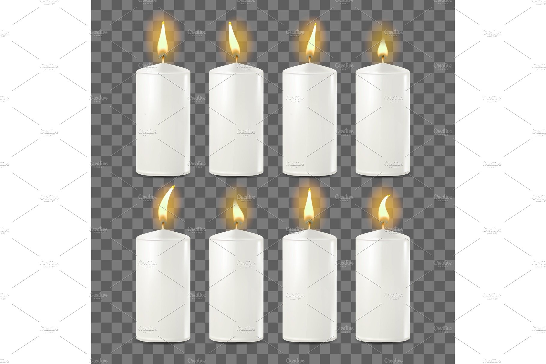 Candles Set Vector. White. Religion cover image.