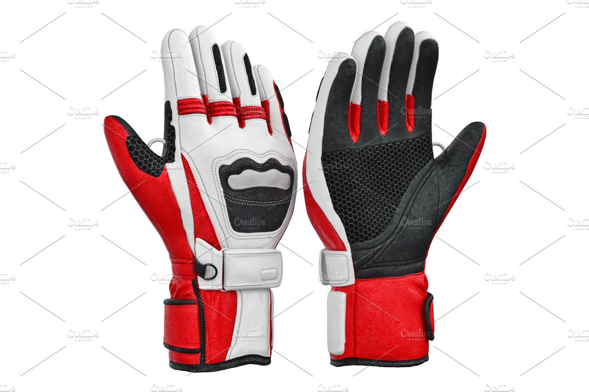 Set skiing sports gloves, isolated preview image.