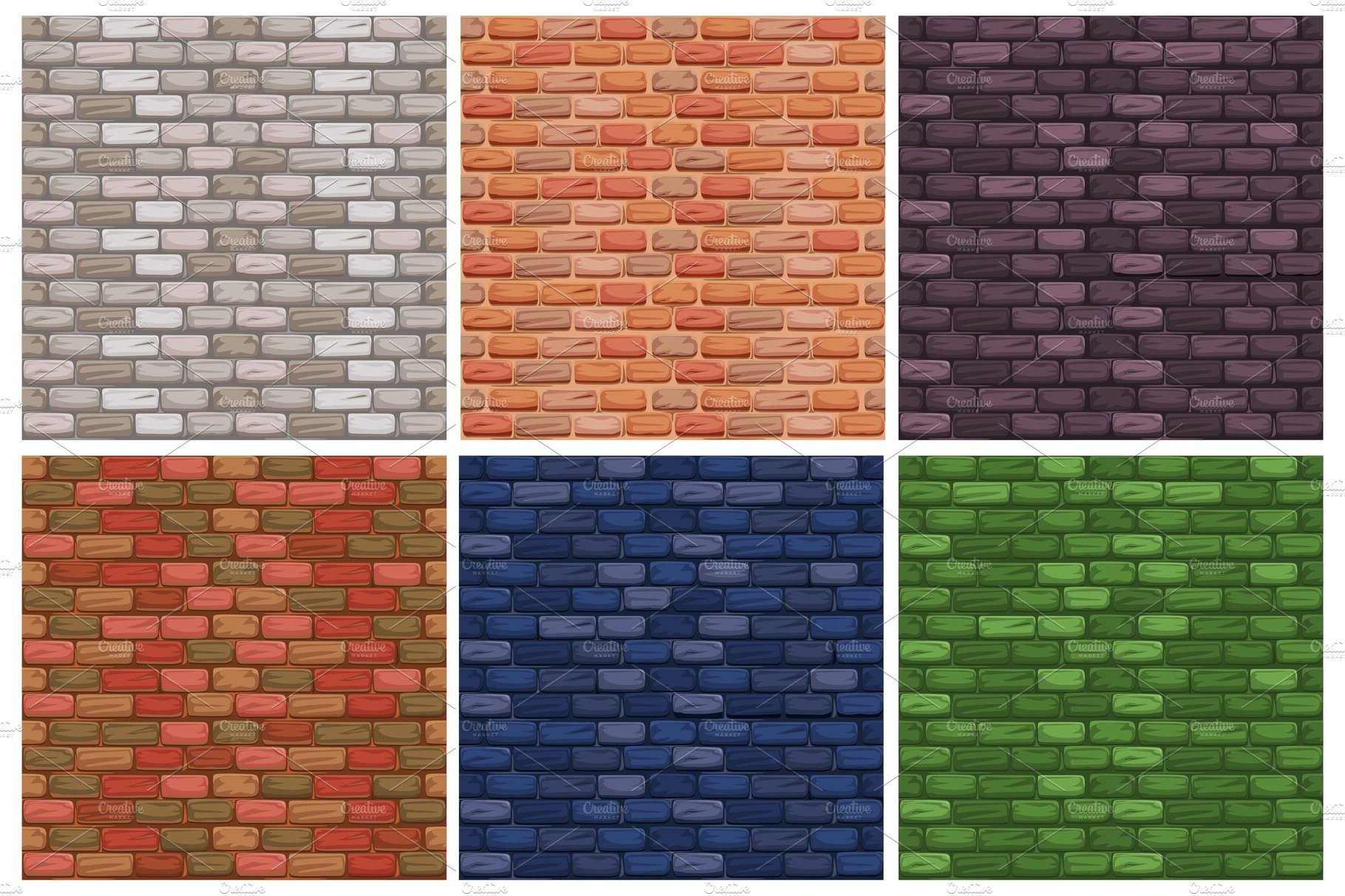 seamless texture, different color stone Brick wall cover image.