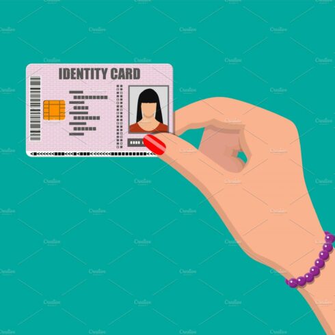 Female ID card in hand. cover image.