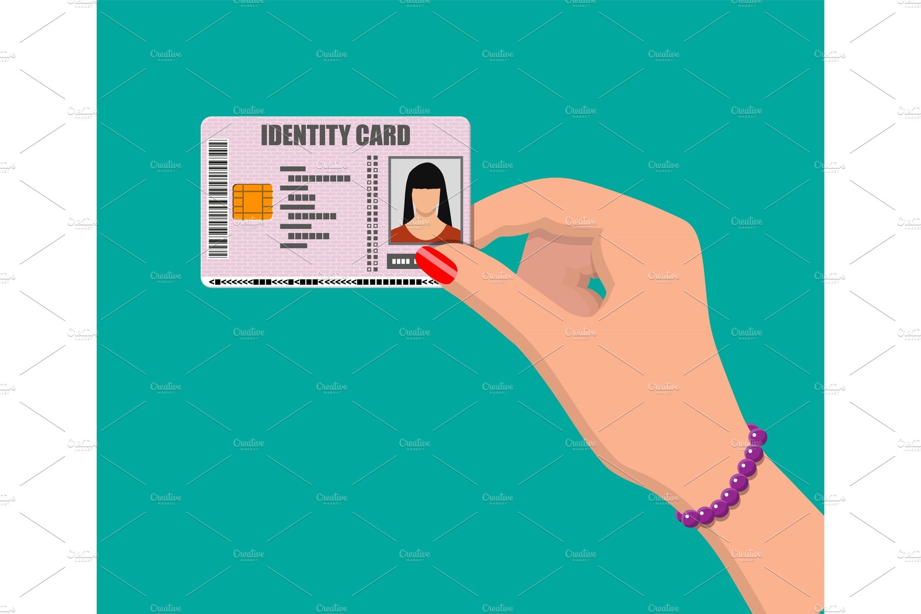 Female ID card in hand. cover image.