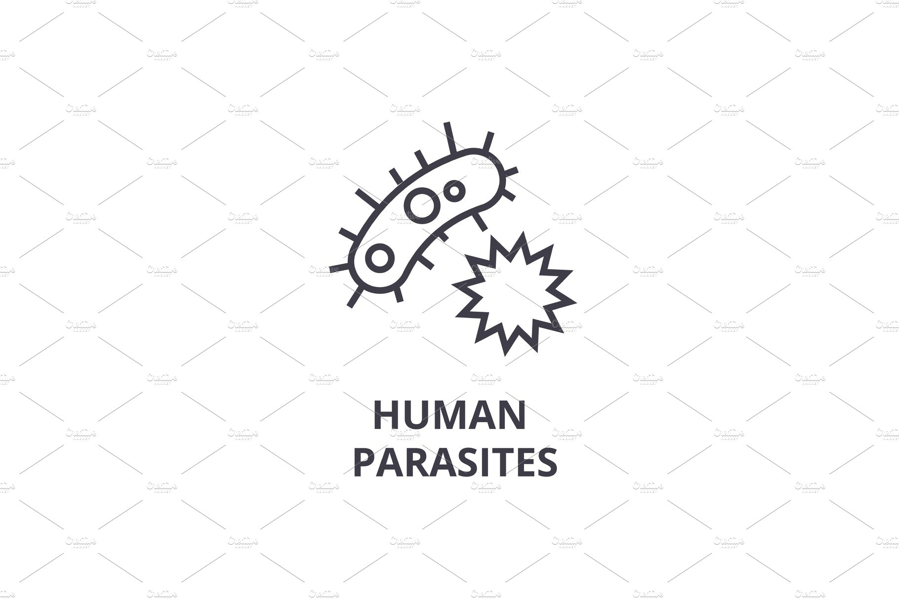 human parasites thin line icon, sign, symbol, illustation, linear concept, ... cover image.