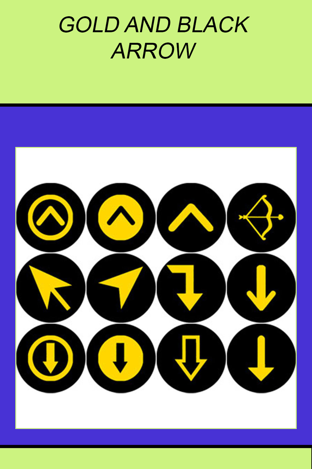 GOLD AND BLACK ARROW ICONS pinterest preview image.