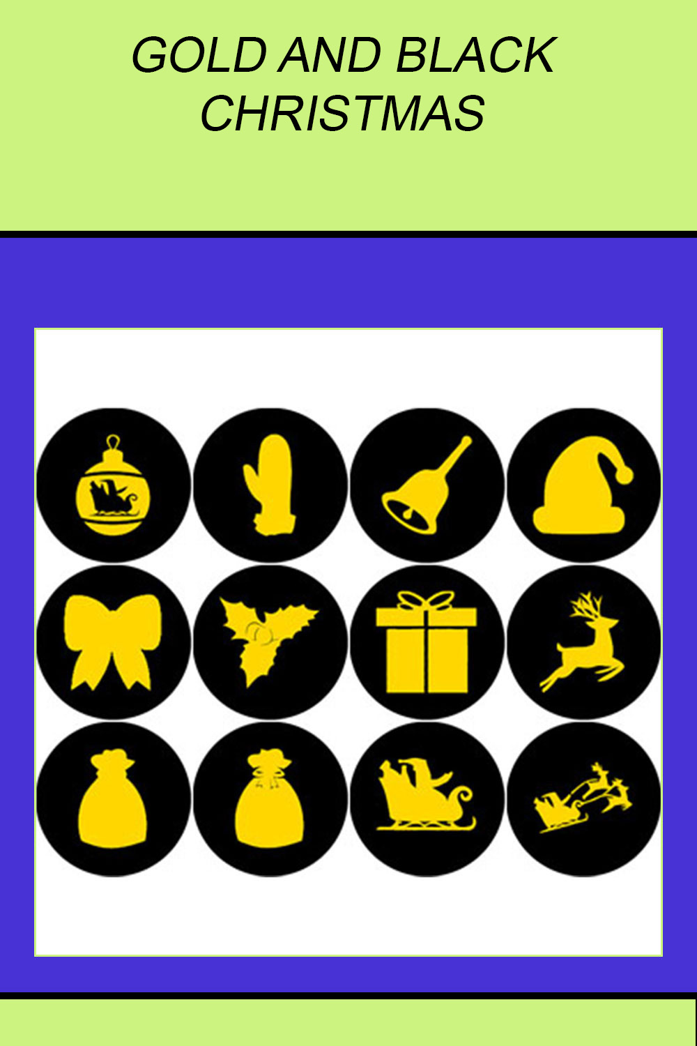 GOLD AND BLACK CHRISTMAS ICONS pinterest preview image.