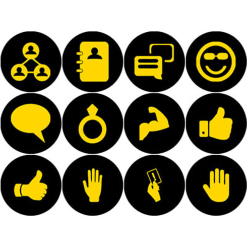 GOLD AND BLACK COMMUNICATION ICONS cover image.