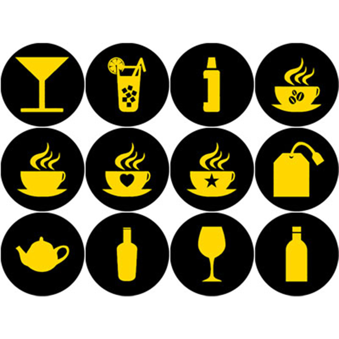 GOLD AND BLACK DRINK ROUND ICONS preview image.