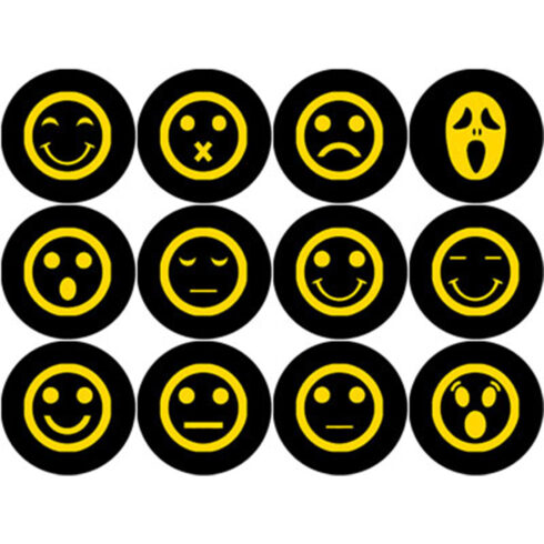 GOLD AND BLACK EMOTICON ROUND ICONS cover image.