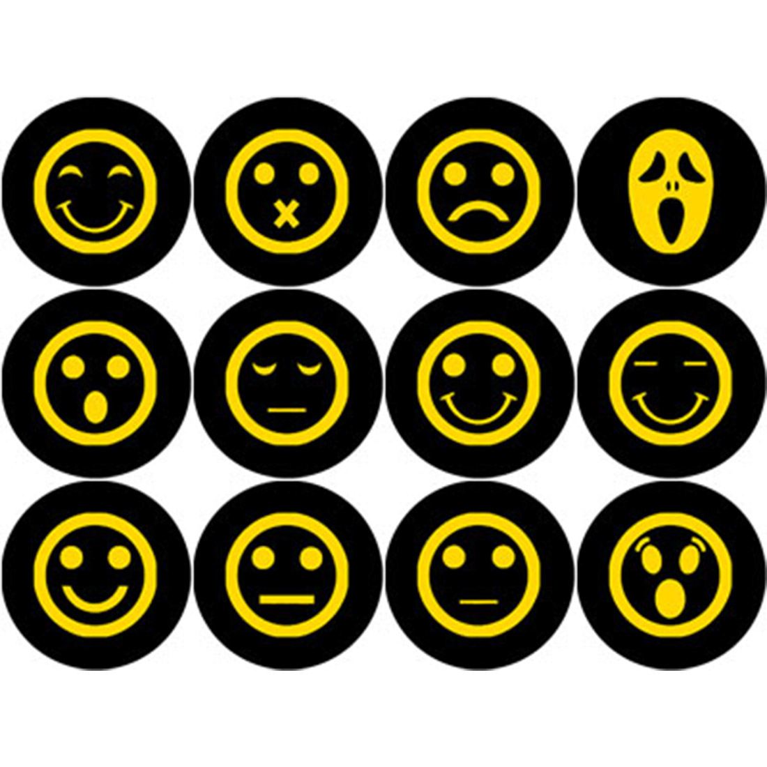 GOLD AND BLACK EMOTICON ROUND ICONS preview image.