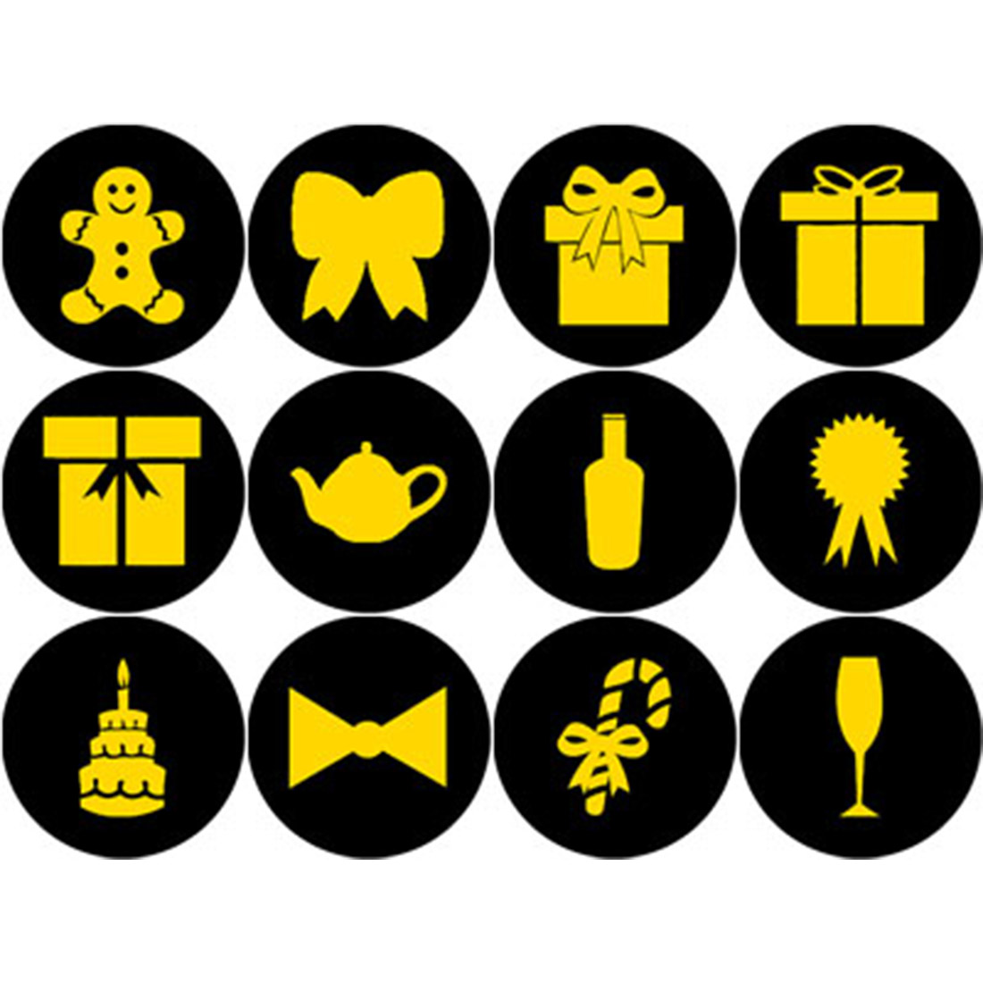 GOLD AND BLACK FESTIVE ROUND ICONS preview image.