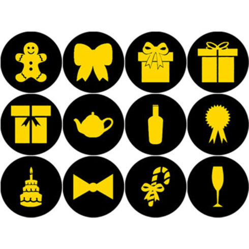 GOLD AND BLACK FESTIVE ROUND ICONS cover image.