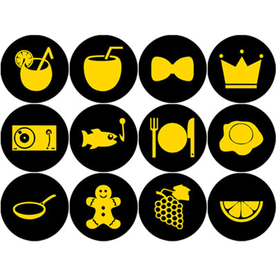 GOLD AND BLACK FOOD ROUND ICONS preview image.