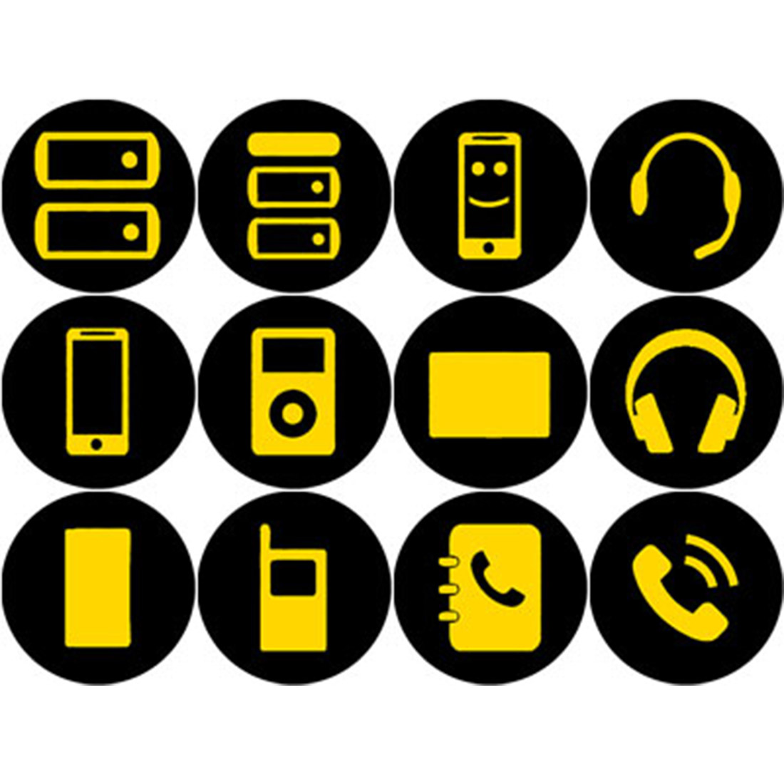 GOLD AND BLACK GADGET ROUND ICONS preview image.