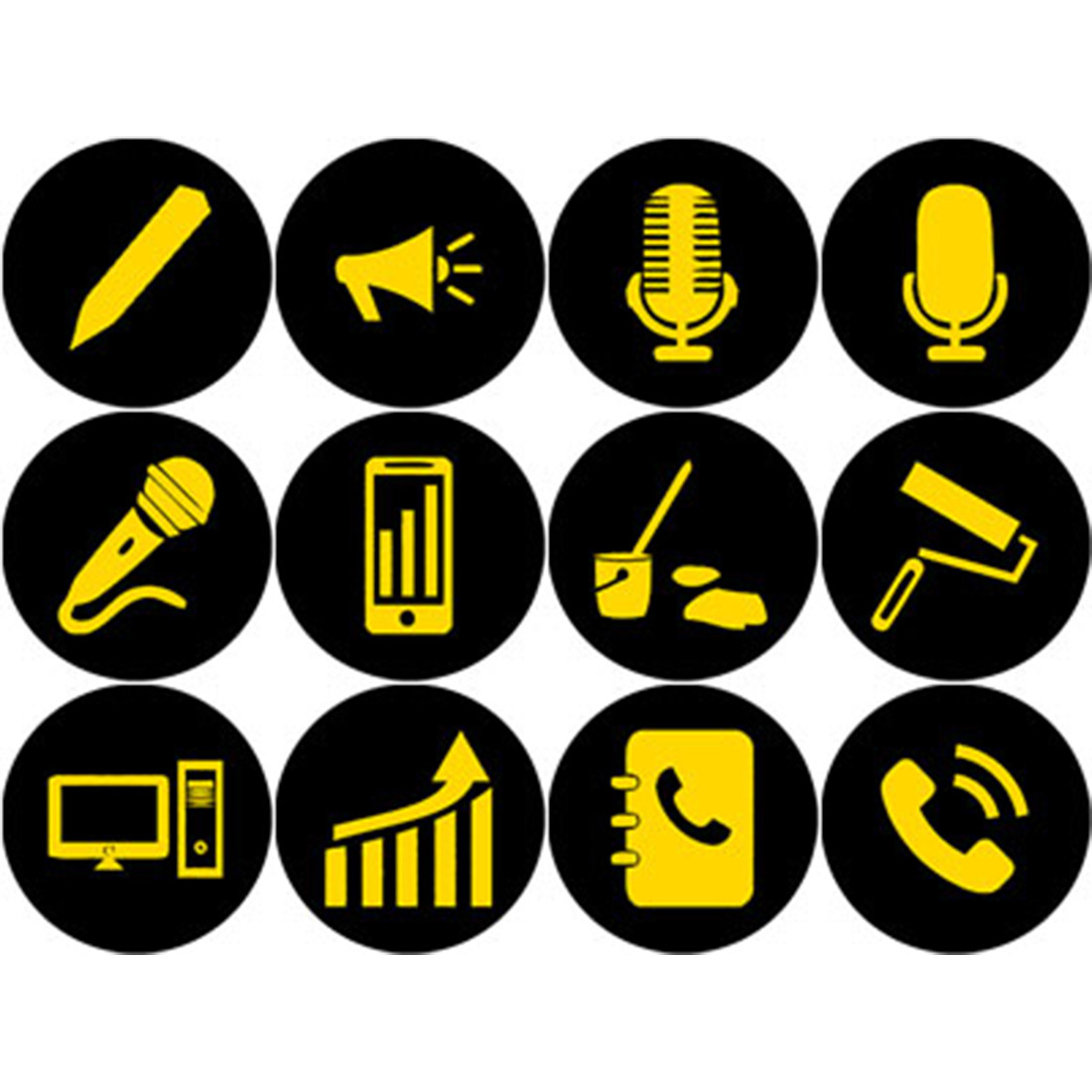 GOLD AND BLACK MUSIC ROUND ICONS preview image.