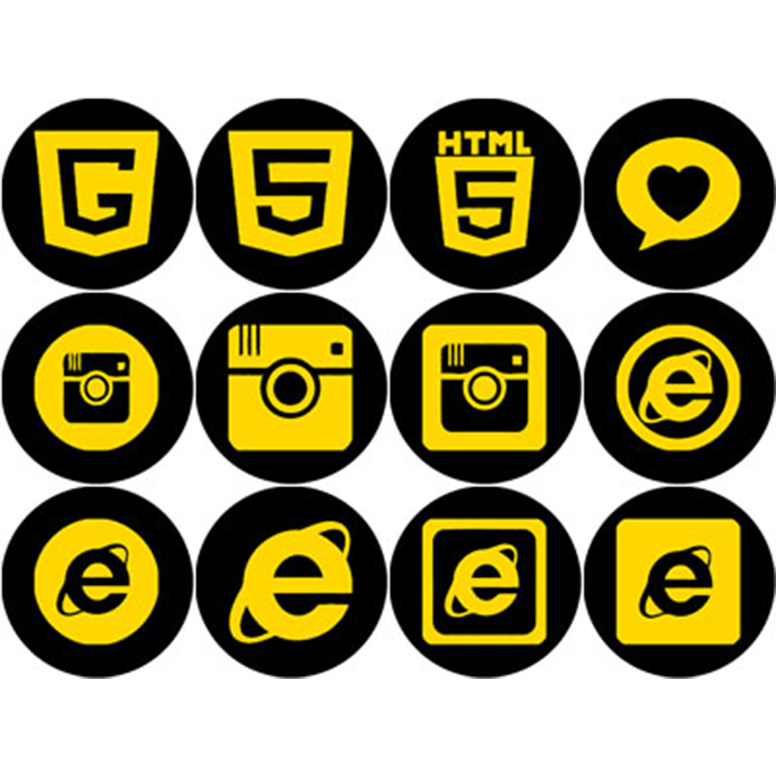 GOLD AND BLACK SOCIAL MEDIA ROUND ICONS preview image.