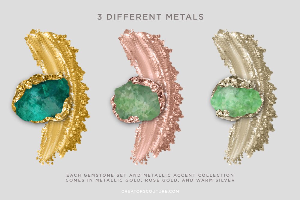 gold rosegold silver gemstones creativemarket 139