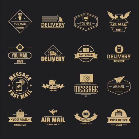 Delivery service logo icons set cover image.